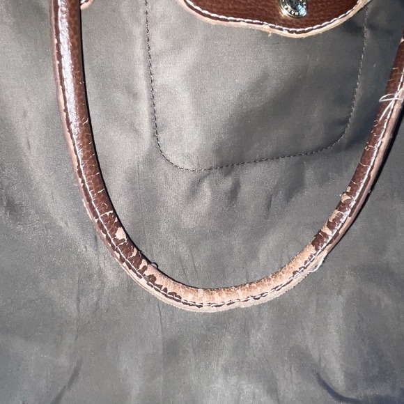 PROJECT Longchamp Le Pliage Modele Depose Brown Nylon Leather Shoulder Tote Bag - Picture 14 of 16